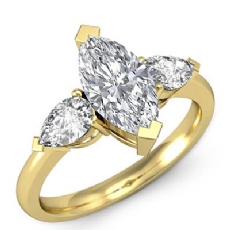 3 Stone Basket Style diamond Ring 18k Gold Yellow
