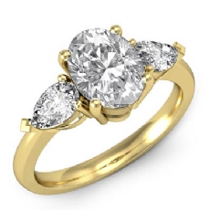 3 Stone Basket Style diamond Ring 18k Gold Yellow
