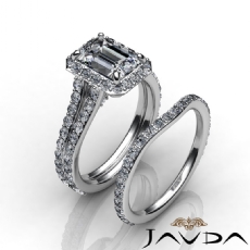 Halo Split Shank Bridal diamond Ring 18k Gold White