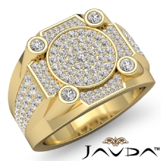 Designer Hip Hop Cluster Mens Diamond Ring  Micro Pave Set 18k Gold Yellow (1.2Ct. tw.)