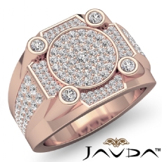 Designer Hip Hop Cluster Mens Diamond Ring  Micro Pave Set 18k Rose Gold (1.2Ct. tw.)