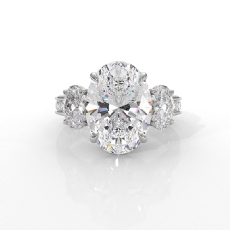 3 Stone Oval Lab Grown Diamond Engagement Ring IGI 14k White  Gold 10.02 ctw