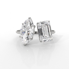 Two-Stone Engagement Ring Women Marquise Emerald Diamond 14k White Gold 4.54Ctw.