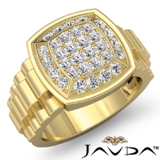 Rolex Style Hip Hop Mens Cluster Diamond Ring 18k Gold Yellow Micro Pave  (1Ct. tw.)