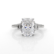 3 Stone Radiant Lab Grown Diamond Engagement Ring IGI 14k White Gold 5.04ctw.