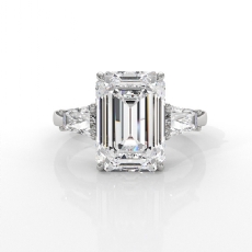 Emerald Lab Grown Diamond Engagement 3 Stone Ring IGI 14k White Gold 5.38ctw.
