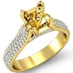 Halo Pave Setting Diamond Engagement Round Semi Mount Ring 14k Gold Yellow 1.45Ct
