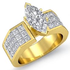 Sidestone Invisible Set Shank diamond  18k Gold Yellow