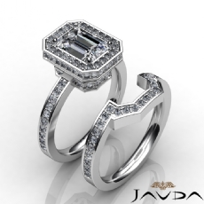 Halo Pave Setting Bridal diamond Ring Platinum 950