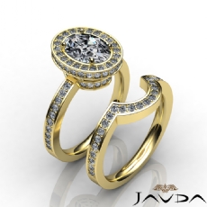 Circa Style Halo Bridal Set diamond Ring 14k Gold Yellow