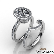 Circa Style Halo Bridal Set diamond Ring 18k Gold White