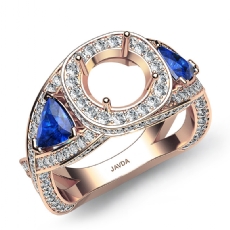 3 Stone Diamond Engagement Trillion Round Semi Mount Ring 14k Rose Gold  (1.3Ct. tw.)