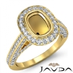Diamond Engagement Ring Cushion Semi Mount Bezel Setting 18k Yellow Gold 1.7Ct - javda.com 