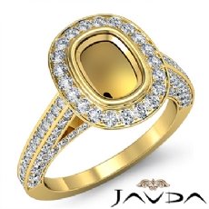 Diamond Engagement Ring Cushion Semi Mount Bezel Setting 14k Gold Yellow  (1.7Ct. tw.)