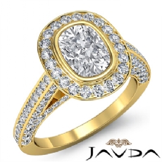 Accent Bridge Bezel Halo diamond Ring 18k Gold Yellow