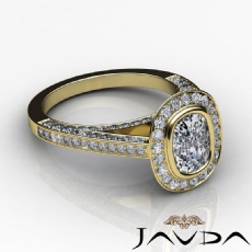 Accent Bridge Bezel Halo diamond Ring 14k Gold Yellow
