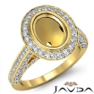 Diamond Engagement Ring Oval Cut Semi Mount Bezel Setting 14k Yellow Gold 1.7Ct - javda.com 