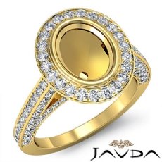 Diamond Engagement Ring Oval Cut Semi Mount Bezel Setting 14k Gold Yellow  (1.7Ct. tw.)