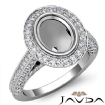 Diamond Engagement Ring Oval Cut Semi Mount Bezel Setting 14k White Gold 1.7Ct - javda.com 