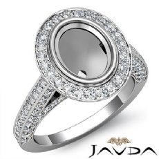 Diamond Engagement Ring Oval Cut Semi Mount Bezel Setting 14k White Gold 1.7Ct