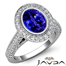 Halo Pave Bezel Setting diamond Ring 14k Gold White
