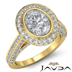 Halo Pave Bezel Setting diamond Ring 18k Gold Yellow