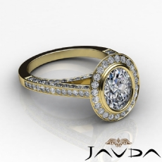 Halo Pave Bezel Setting diamond Ring 14k Gold Yellow