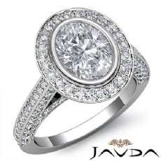 Halo Pave Bezel Setting diamond Ring 14k Gold White