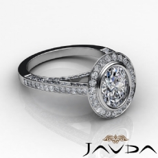 Halo Pave Bezel Setting diamond Ring 18k Gold White
