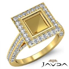 Diamond Engagement Ring Princess Semi Mount Bezel Setting 14k Gold Yellow  (1.7Ct. tw.)