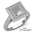 Diamond Engagement Ring Princess Semi Mount Bezel Setting 18k White Gold 1.7Ct - javda.com 