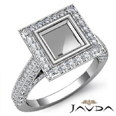 Diamond Engagement Ring Princess Semi Mount Bezel Setting 14k White Gold 1.7Ct