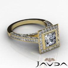 Bezel Halo Bridge Accent diamond Ring 14k Gold Yellow