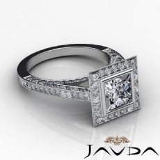 Bezel Halo Bridge Accent diamond Ring 18k Gold White