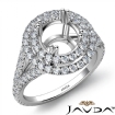 Round Semi Mount U Split Cut Diamond Engagement Ring Platinum 950 1.4Ct - javda.com 