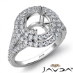 Round Semi Mount U Split Cut Diamond Engagement Ring 18k White Gold 1.4Ct - javda.com 