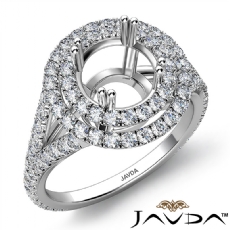 Round Semi Mount U Split Cut Diamond Engagement Ring 14k White Gold 1.40 Carat