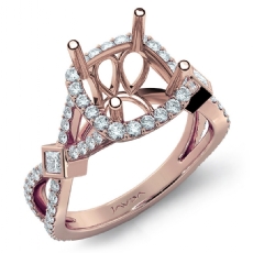 Round Halo U Cut Prong Diamond Engagement Ring Semi Mount 14k Rose Gold  (0.9Ct. tw.)