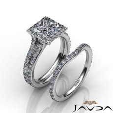 Bridal Split Shank Halo diamond Ring Platinum 950