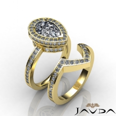 Circa Halo Bridal Set diamond Ring 14k Gold Yellow