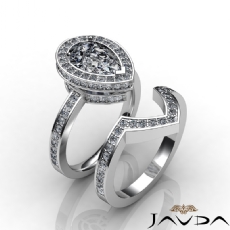 Circa Halo Bridal Set diamond Ring 18k Gold White