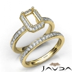 Emerald Halo Diamond Semi Mount Engagement Ring Bridal Set 18k Yellow Gold 0.95Ct - javda.com 