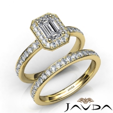Halo Pave Wedding Bridal Set diamond Ring 18k Gold Yellow