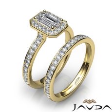 Halo Pave Wedding Bridal Set diamond Ring 14k Gold Yellow