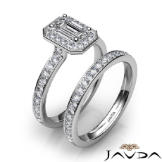 Halo Pave Wedding Bridal Set diamond  14k Gold White