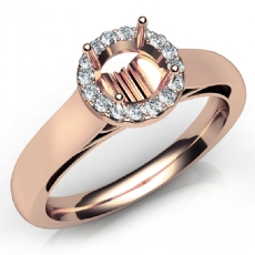 Halo Pave Setting Round Diamond Engagement Semi Mount Ring 14k Rose Gold  (0.2Ct. tw.)