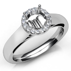 Halo Pave Setting Round Diamond Engagement Semi Mount Ring 14K White Gold 0.20Ct
