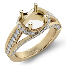 Diamond Engagement Ring 14k Gold Yellow Round Semi Mount Pave Set Band  (0.9Ct. tw.)