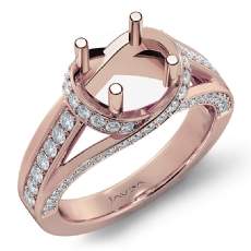 Diamond Engagement Ring 14k Rose Gold Round Semi Mount Pave Set Band  (0.9Ct. tw.)