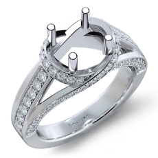 Diamond Engagement Ring 14k White Gold Round Semi Mount Pave Set Band 0.90Ct
